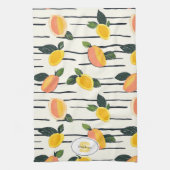 Wasserfarben-Mango-Muster mit grünen Blätter (2) Geschirrtuch (Vertikal)