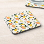 Wasserfarben-Mango-Muster mit grünen Blätter (2) Getränkeuntersetzer (Linke Seite)