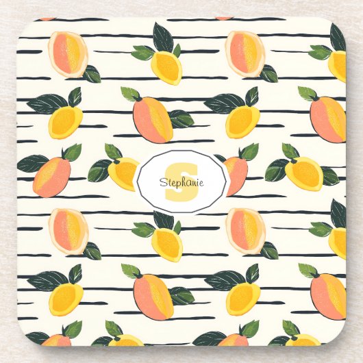 Wasserfarben-Mango-Muster mit grünen Blätter (2) Getränkeuntersetzer (Vorderseite)