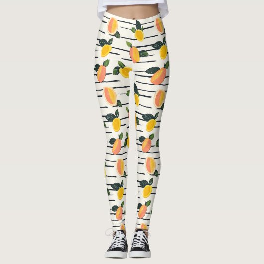 Wasserfarben-Mango-Muster mit grünen Blätter (2) Leggings (Vorderseite)