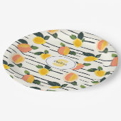 Wasserfarben-Mango-Muster mit grünen Blätter (2) Pappteller (Schrägansicht)