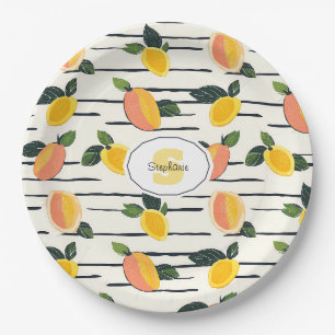 Wasserfarben-Mango-Muster mit grünen Blätter (2) Pappteller