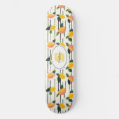 Wasserfarben-Mango-Muster mit grünen Blätter (2) Skateboard (Vorderseite)