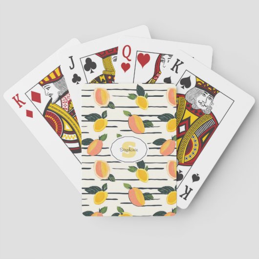 Wasserfarben-Mango-Muster mit grünen Blätter (2) Spielkarten (Rückseite)