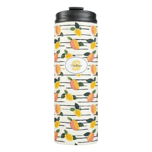 Wasserfarben-Mango-Muster mit grünen Blätter (2) Thermosbecher (Vorderseite)