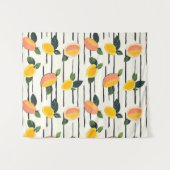 Wasserfarben-Mango-Muster mit grünen Blätter (2) Wandteppich (Vorderseite (Horizontal))