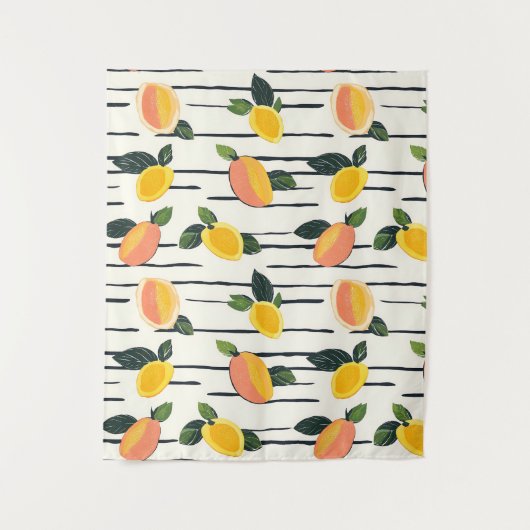 Wasserfarben-Mango-Muster mit grünen Blätter (2) Wandteppich (Vorderseite)