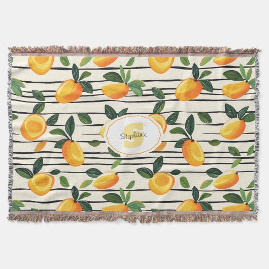 Wasserfarben-Mango-Muster mit grünen Blätter Decke (Vorderseite)