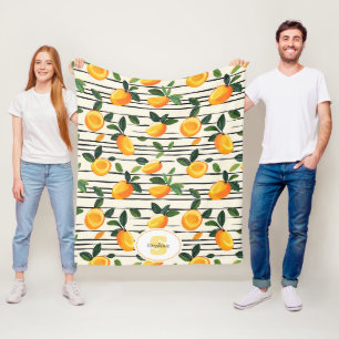Wasserfarben-Mango-Muster mit grünen Blätter Fleecedecke