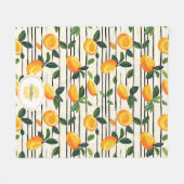 Wasserfarben-Mango-Muster mit grünen Blätter Fleecedecke (Vorderseite (Horizontal))