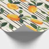 Wasserfarben-Mango-Muster mit grünen Blätter Geschenkpapier (Ecke)