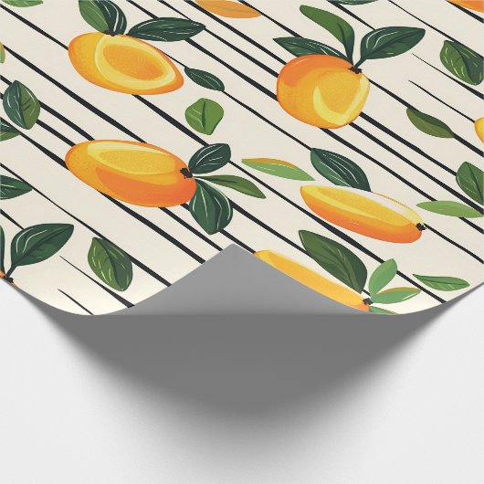 Wasserfarben-Mango-Muster mit grünen Blätter Geschenkpapier (Ecke)