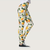 Wasserfarben-Mango-Muster mit grünen Blätter Leggings (Rechts)