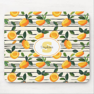 Wasserfarben-Mango-Muster mit grünen Blätter Mousepad