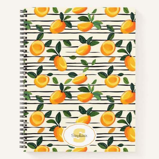 Wasserfarben-Mango-Muster mit grünen Blätter Notizblock (Vorderseite)