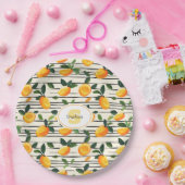 Wasserfarben-Mango-Muster mit grünen Blätter Pappteller (Party)