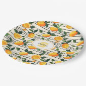 Wasserfarben-Mango-Muster mit grünen Blätter Pappteller (Schrägansicht)