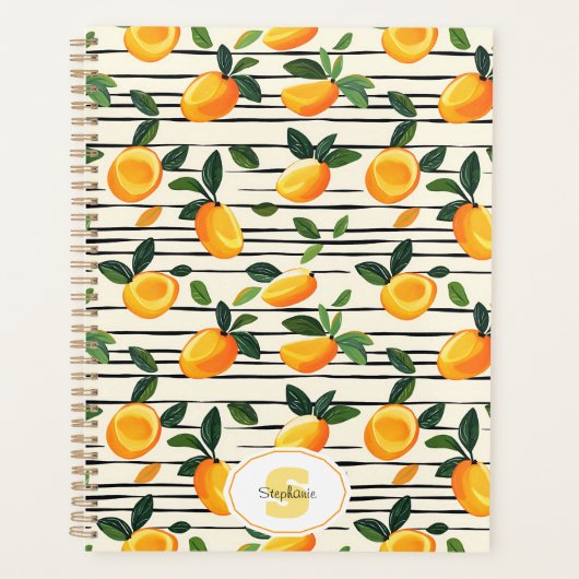 Wasserfarben-Mango-Muster mit grünen Blätter Planer (Vorderseite)