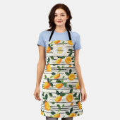Wasserfarben-Mango-Muster mit grünen Blätter Schürze (Getragen)