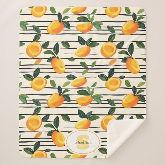 Wasserfarben-Mango-Muster mit grünen Blätter Sherpadecke (Vorderseite)