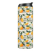 Wasserfarben-Mango-Muster mit grünen Blätter Thermosbecher (Nach links gedreht)