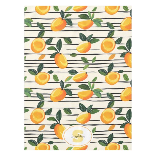 Wasserfarben-Mango-Muster mit grünen Blätter Tischdecke (Vorderseite)