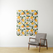 Wasserfarben-Mango-Muster mit grünen Blätter Wandteppich (Beispiel)