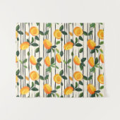Wasserfarben-Mango-Muster mit grünen Blätter Wandteppich (Vorderseite (Horizontal))