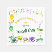 Wasserfarben-Mardi-Gras-Objekte-Party Serviette (Vorderseite)