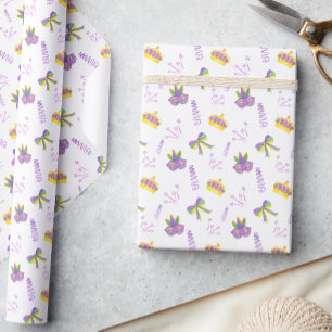 Wasserfarben-Mardi-Gras-Party Geschenkpapier