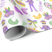 Wasserfarben-Mardi-Gras-Party Geschenkpapier (Rolleneckpunkt)