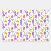 Wasserfarben-Mardi-Gras-Party Geschenkpapier Set (Vorderseite)
