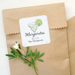 Wasserfarben-Margarita-Partygeschenk individuell Quadratischer Aufkleber