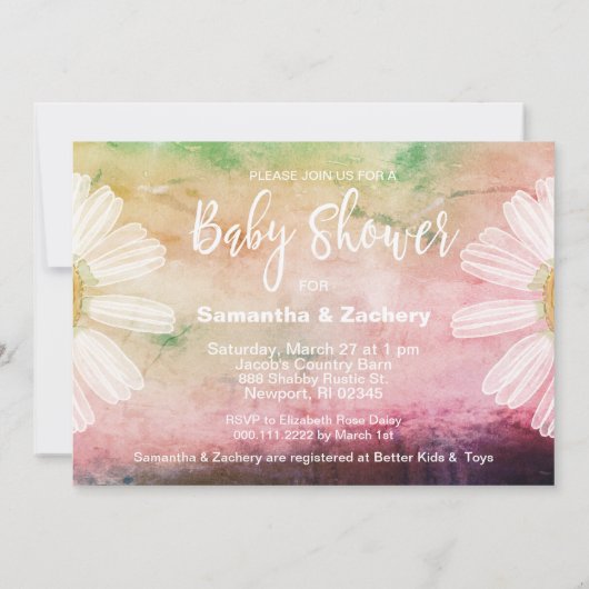 *~* Wasserfarben Mason Jar Floral Rustic Baby Dusc Einladung (Rückseite)