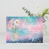 *~* Wasserfarben Mason Jar Rustic Baby Dusche Flor Einladung (Stehend Vorderseite)