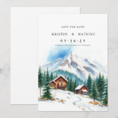 Wasserfarben - Maßgeblicher Berg Save The Date (Vorne/Hinten)