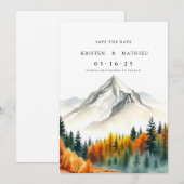 Wasserfarben - Maßgeblicher Berg Save The Date (Vorne/Hinten)