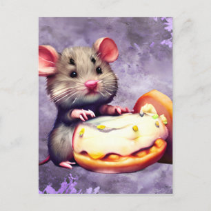 Wasserfarben-Maus-Grafik Postkarte