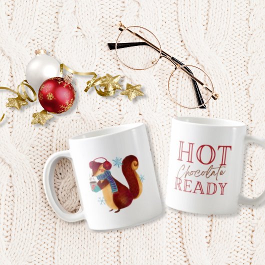 Wasserfarben Maus Hot Chocolate Weihnachten fertig Kaffeetasse