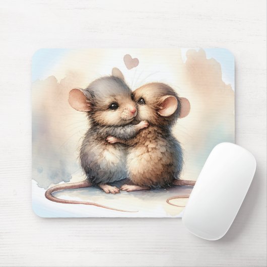 Wasserfarben-Maus-Umarmung Mousepad (Mit Mouse)