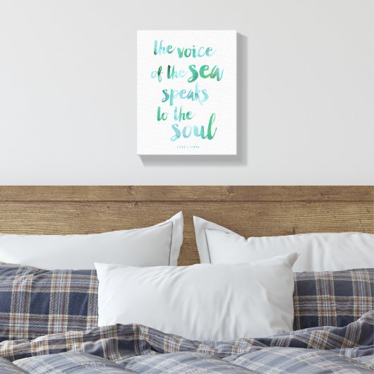 Wasserfarben Meer Zitat Canvas Print Leinwanddruck (Insitu (Schlafzimmer))