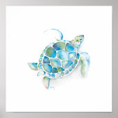Wasserfarben-Meereschildkröte Poster (Vorne)