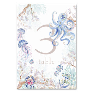 Wasserfarben-Meeresleben-Baby-Shower-Tischnummer Tischnummer