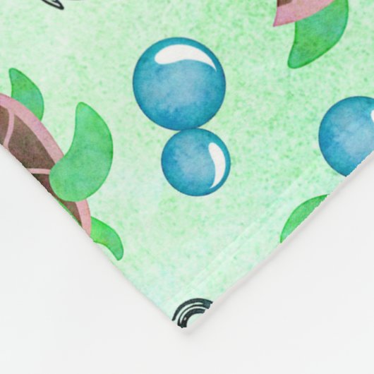 Wasserfarben-Meeresschildkröten-Anker und Blasen Fleecedecke (Ecke)