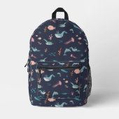 Wasserfarben Meerestiere Blaues Muster Bedruckter Rucksack (Vorderseite)