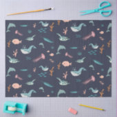 Wasserfarben Meerestiere Blaues Muster Seidenpapier (Basteln)