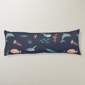 Wasserfarben Meerestiere Blaues Muster Seitenschläferkissen (Rückseite)
