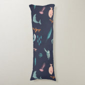 Wasserfarben Meerestiere Blaues Muster Seitenschläferkissen (Vorderseite Vertikal)