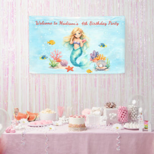 Wasserfarben-Meerjungfrau-Geburtstag Banner