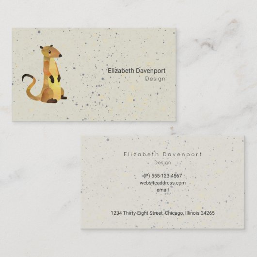 Wasserfarben Meerkat auf Beige Beruflich Visitenkarte (Vorne/Hinten)